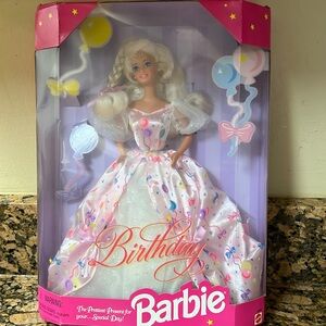 🩷NIB. RARE. Barbie Birthday Doll with balloon print party dress